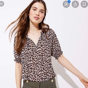 SOLD - NWT Loft Leopard Print Ruffle Tie Neck Top